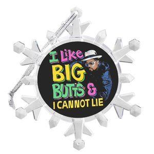 I Like Big Butts Sir Mix-a-lot Snowflake Lit Holiday Christmas Tree Ornament